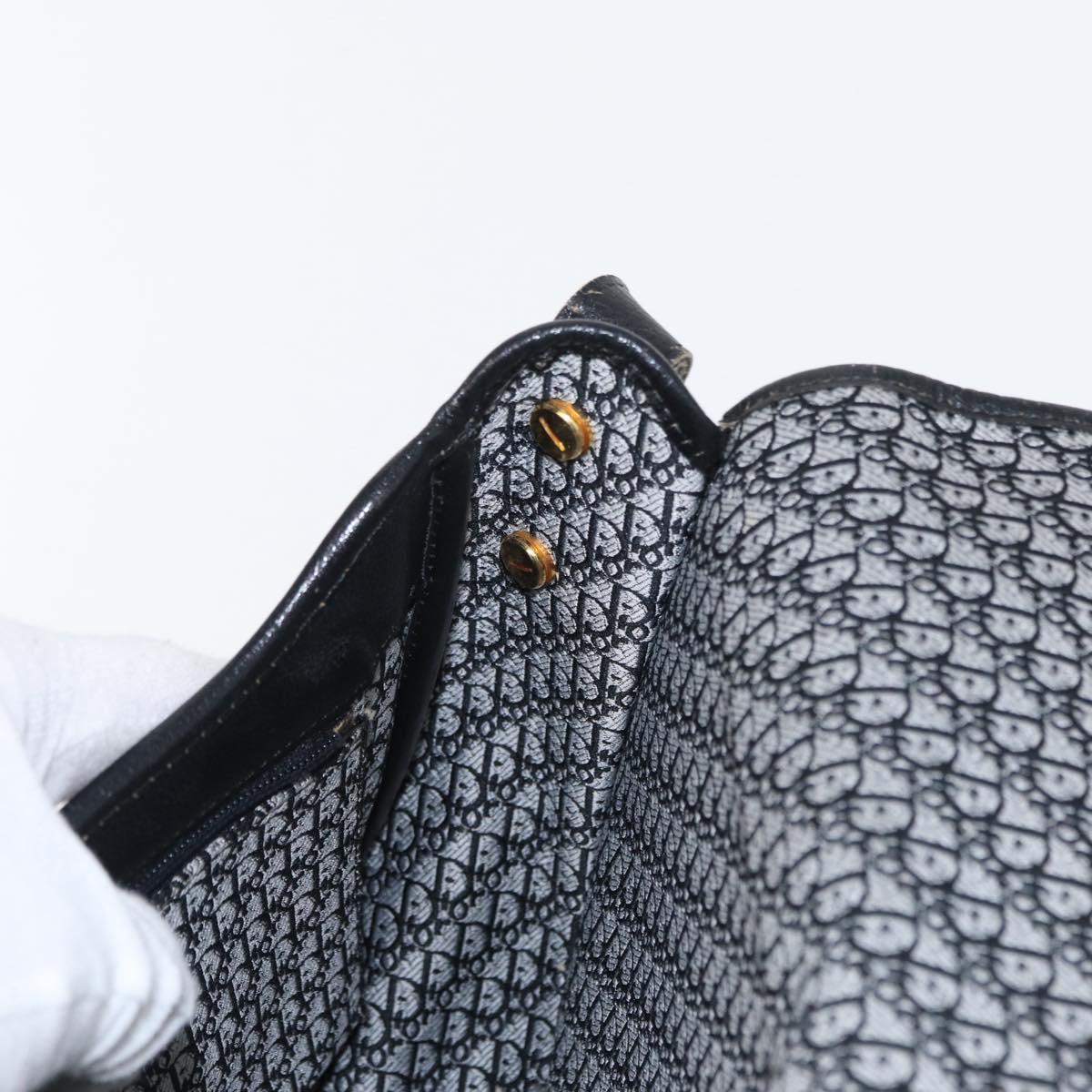 Christian Dior Chain Shoulder Bag Leather Black Gold Auth ka658