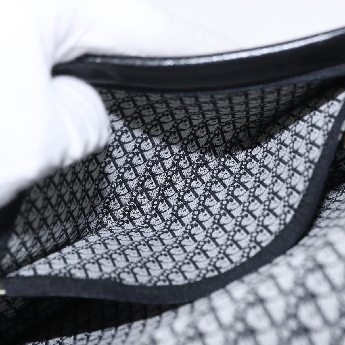 Christian Dior Chain Shoulder Bag Leather Black Gold Auth ka658