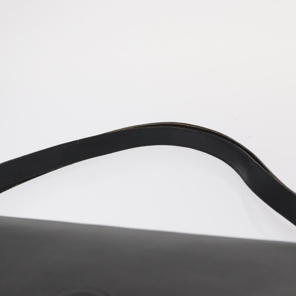 Christian Dior Chain Shoulder Bag Leather Black Gold Auth ka658