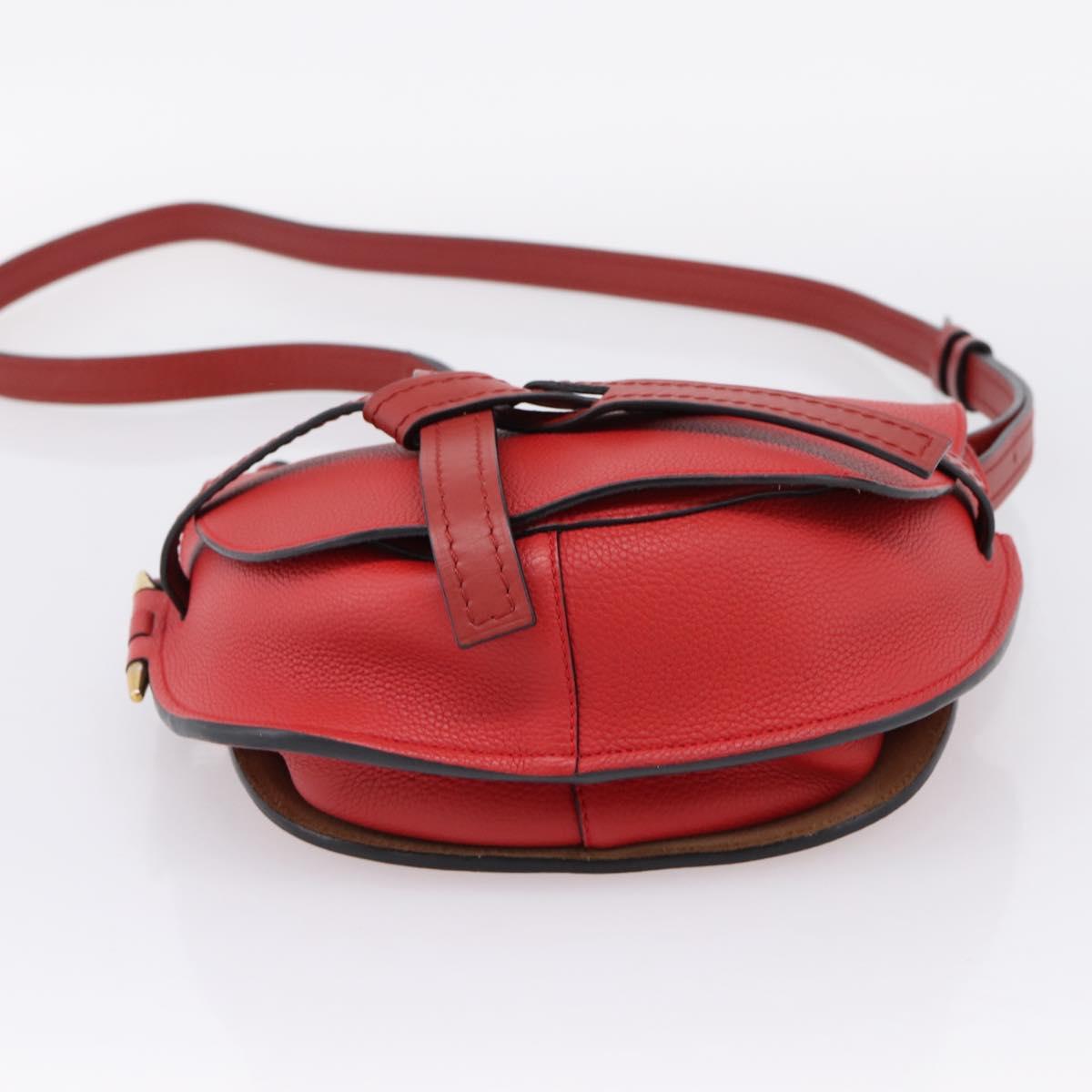 LOEWE Gate Bag Shoulder Bag Leather Red Gold Auth ka6580V