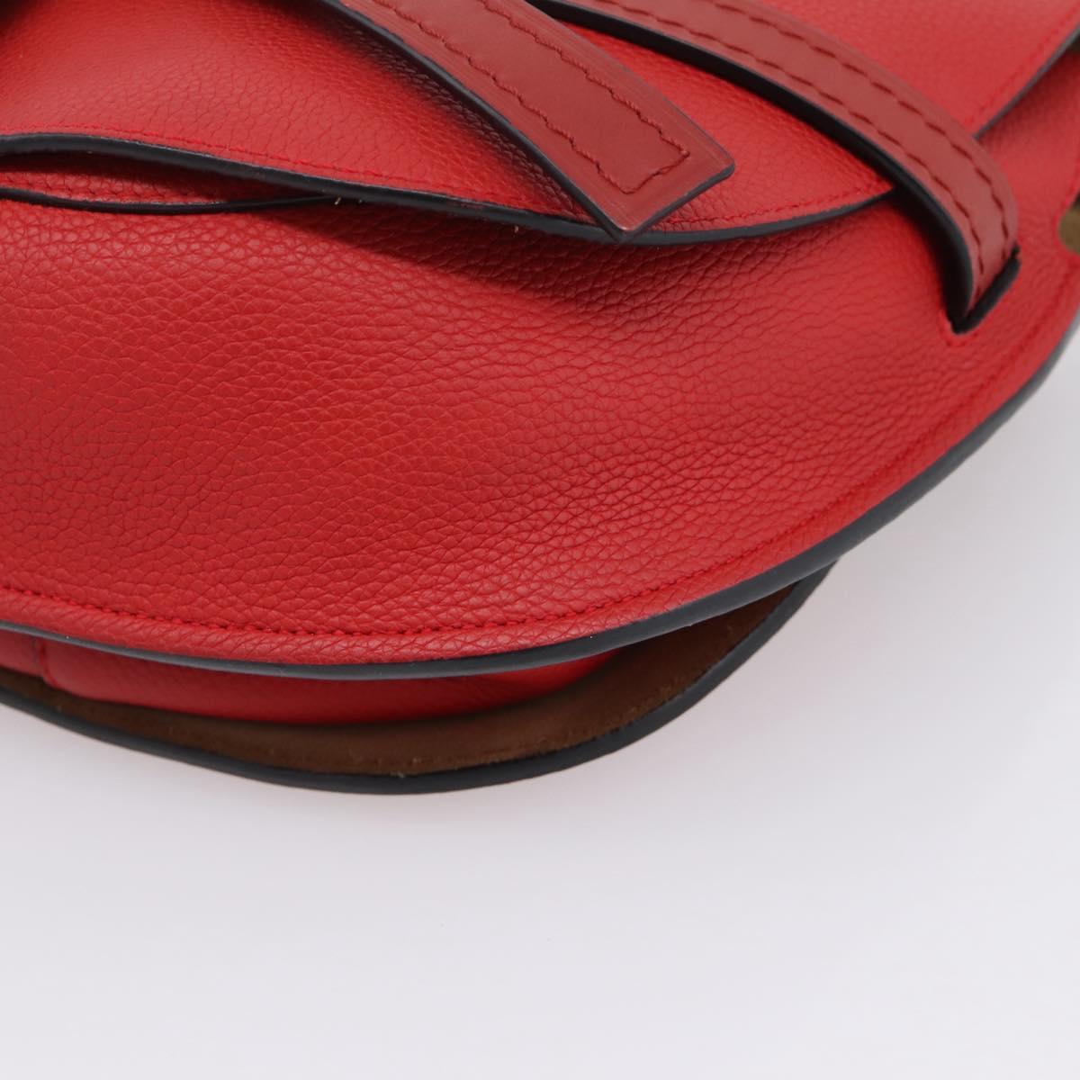 LOEWE Gate Bag Shoulder Bag Leather Red Gold Auth ka6580V