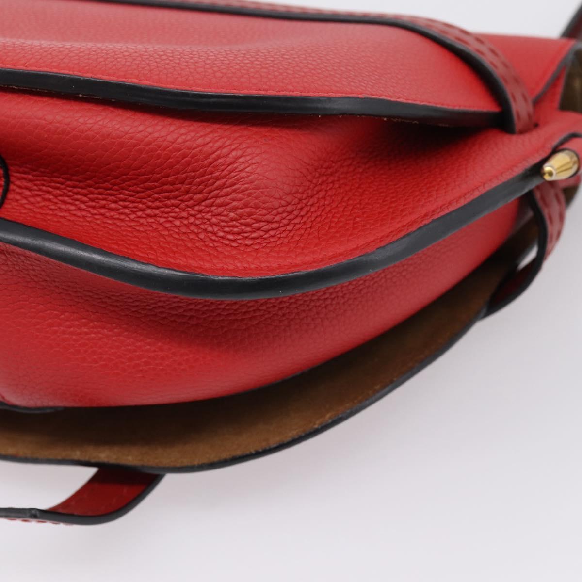 LOEWE Gate Bag Shoulder Bag Leather Red Gold Auth ka6580V