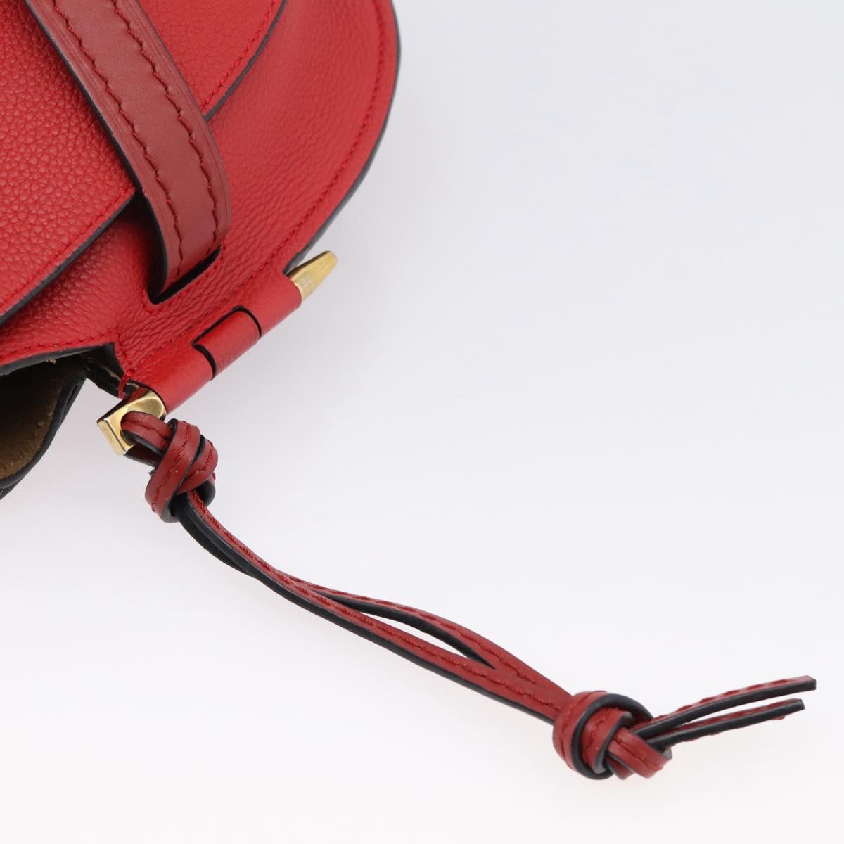 LOEWE Gate Bag Shoulder Bag Leather Red Gold Auth ka6580V
