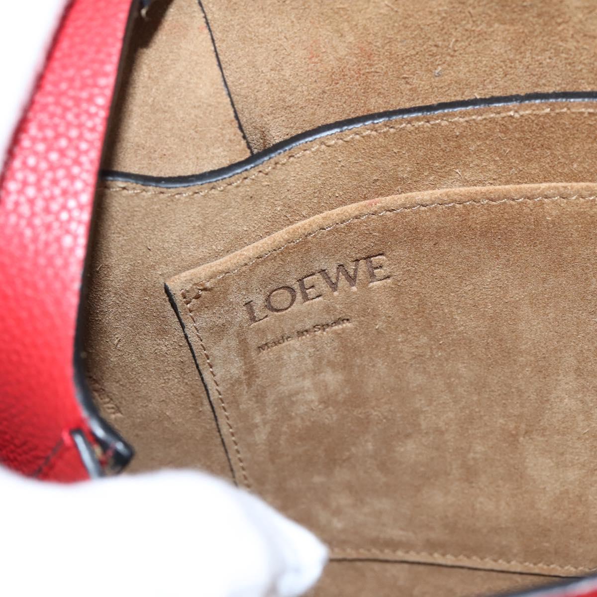 LOEWE Gate Bag Shoulder Bag Leather Red Gold Auth ka6580V