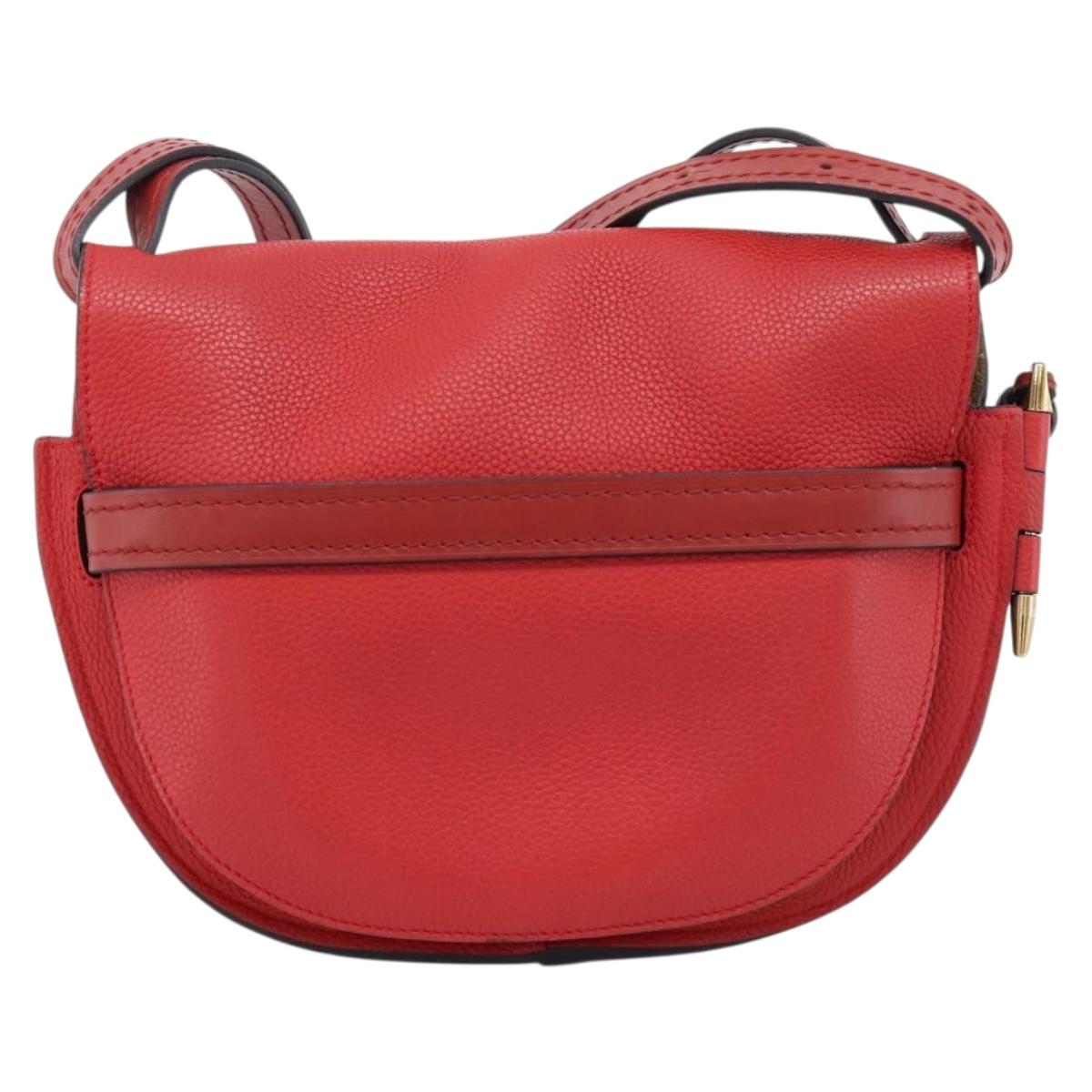 LOEWE Gate Bag Shoulder Bag Leather Red Gold Auth ka6580V