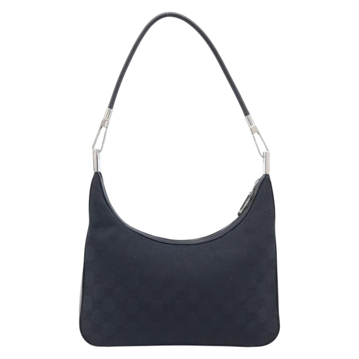GUCCI GG Canvas Shoulder Bag Black Silver 001 3812 2123 Auth ka6584