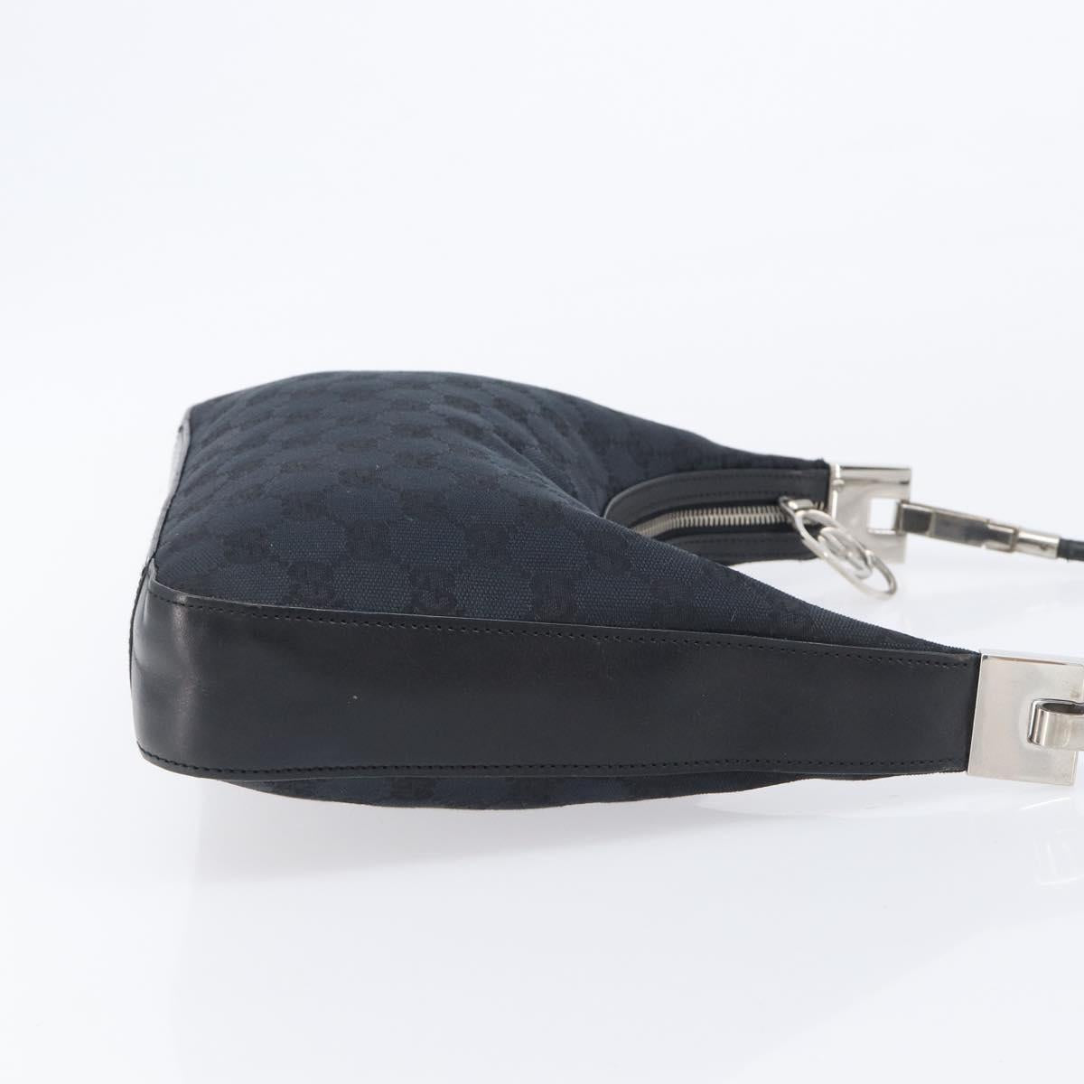 GUCCI GG Canvas Shoulder Bag Black Silver 001 3812 2123 Auth ka6584