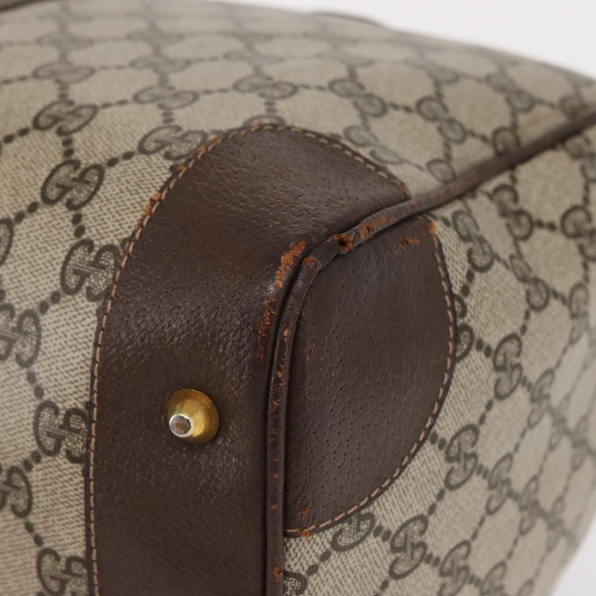 GUCCI GG Supreme Web Sherry Line Hand Bag PVC Beige Gold Auth ka659