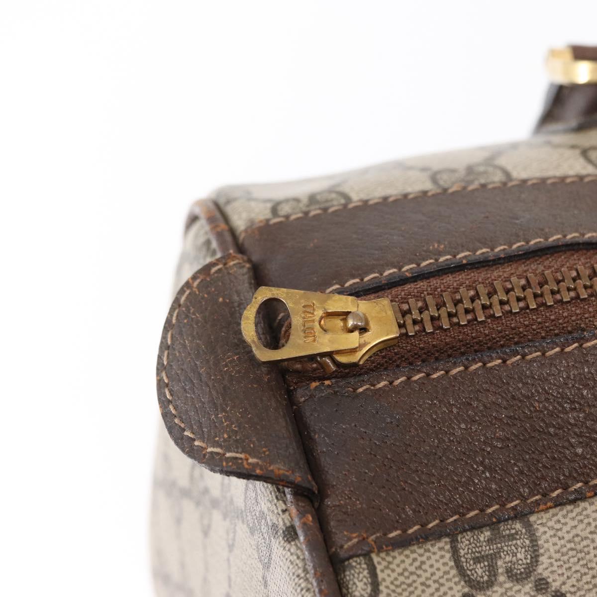 GUCCI GG Supreme Web Sherry Line Hand Bag PVC Beige Gold Auth ka659