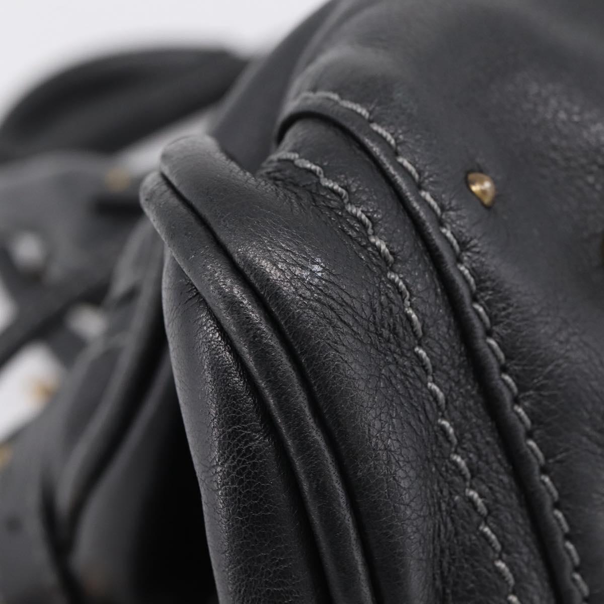 Chloe Paddington Hand Bag Leather Black Gold Auth ka6597V