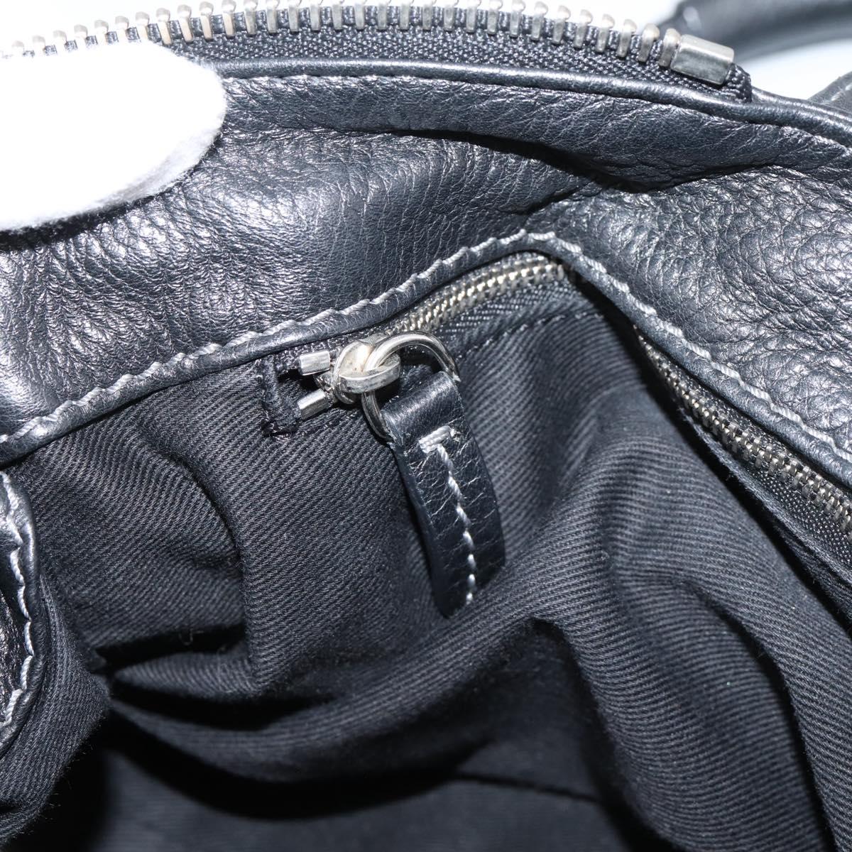 Chloe Paddington Hand Bag Leather Black Gold Auth ka6597V