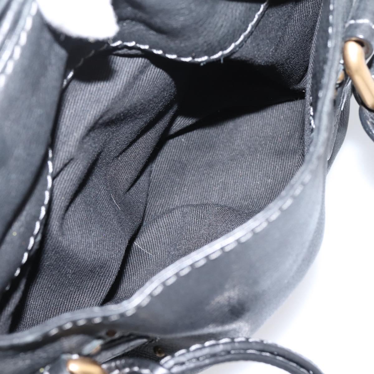 Chloe Paddington Hand Bag Leather Black Gold Auth ka6597V