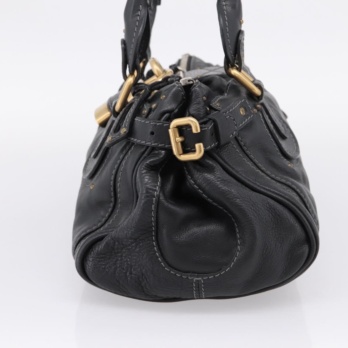 Chloe Paddington Hand Bag Leather Black Gold Auth ka6597V