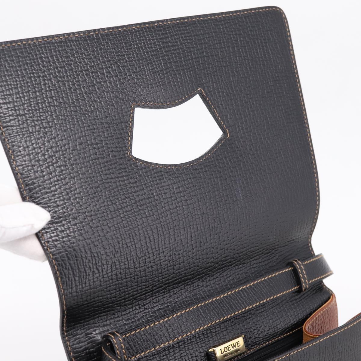 LOEWE Barcelona Hand Bag Leather 2way Black Auth ka6598V