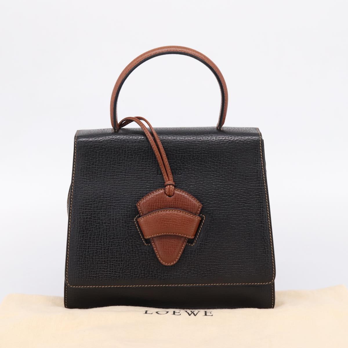 LOEWE Barcelona Hand Bag Leather 2way Black Auth ka6598V
