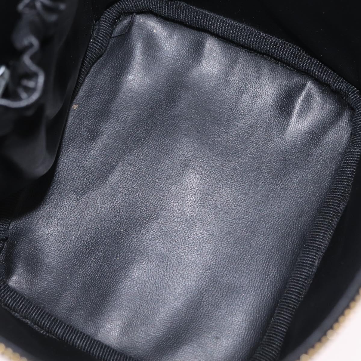CHANEL Bicolore Vanity Hand Bag Lamb Skin Black Gold CC Auth ka6602V