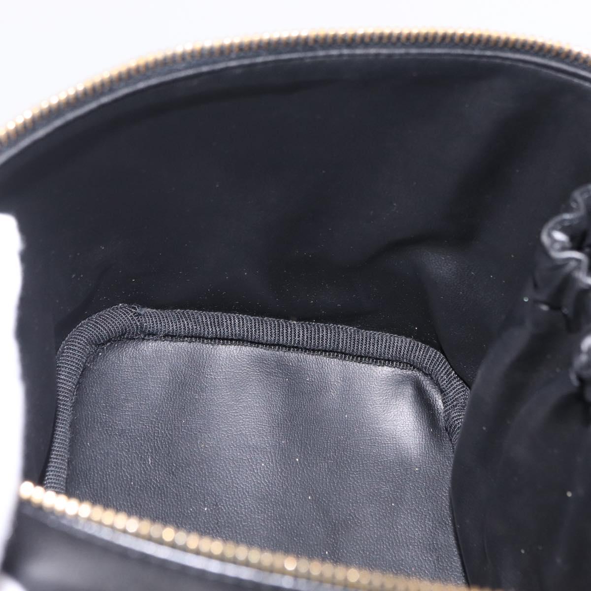 CHANEL Bicolore Vanity Hand Bag Lamb Skin Black Gold CC Auth ka6602V