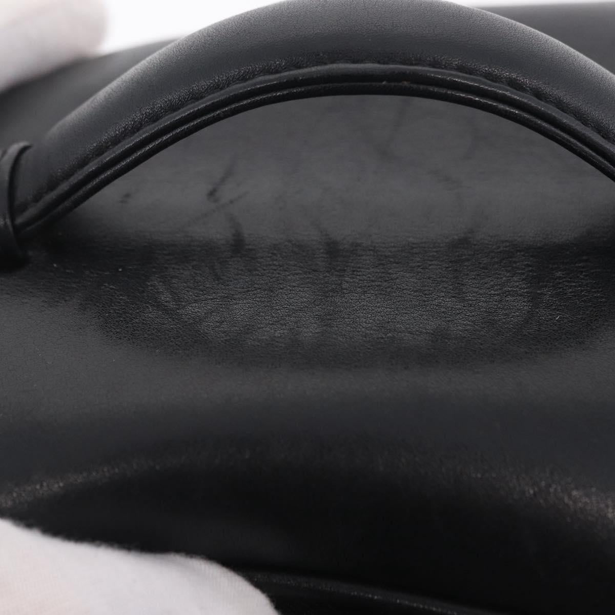CHANEL Bicolore Vanity Hand Bag Lamb Skin Black Gold CC Auth ka6602V