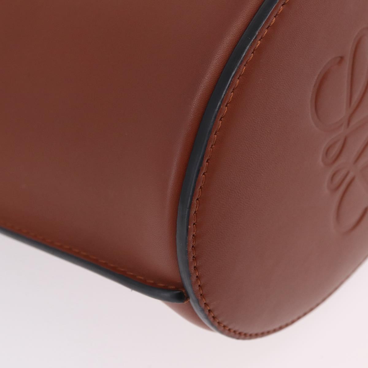 LOEWE Gate Baguette Shoulder Bag Leather 2way Brown Gold Auth ka6603V