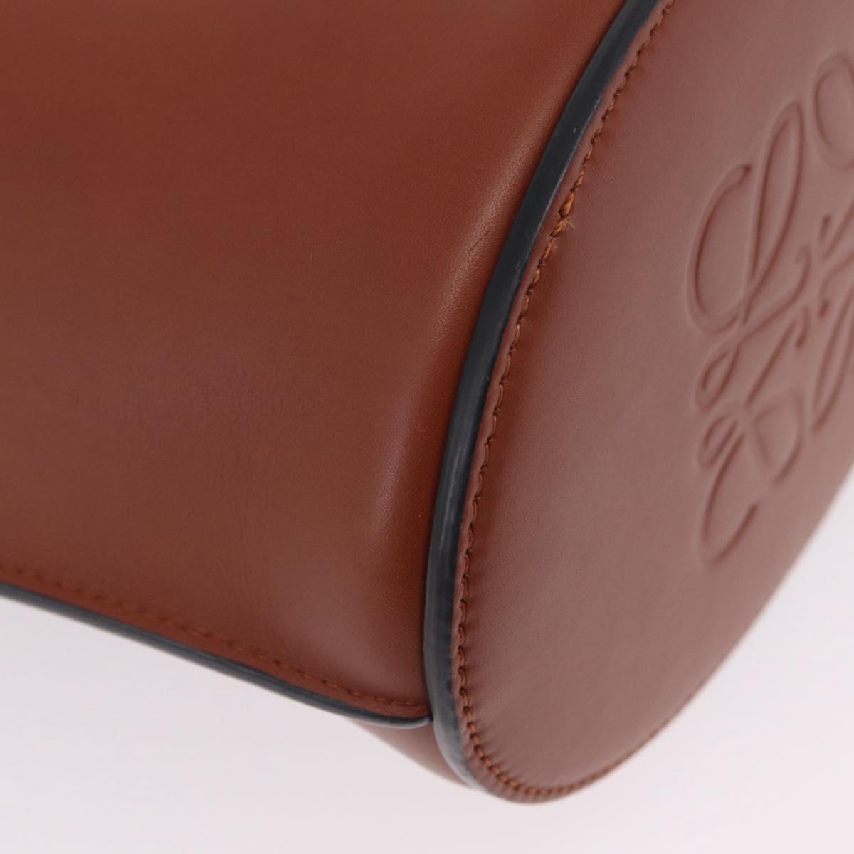 LOEWE Gate Baguette Shoulder Bag Leather 2way Brown Gold Auth ka6603V