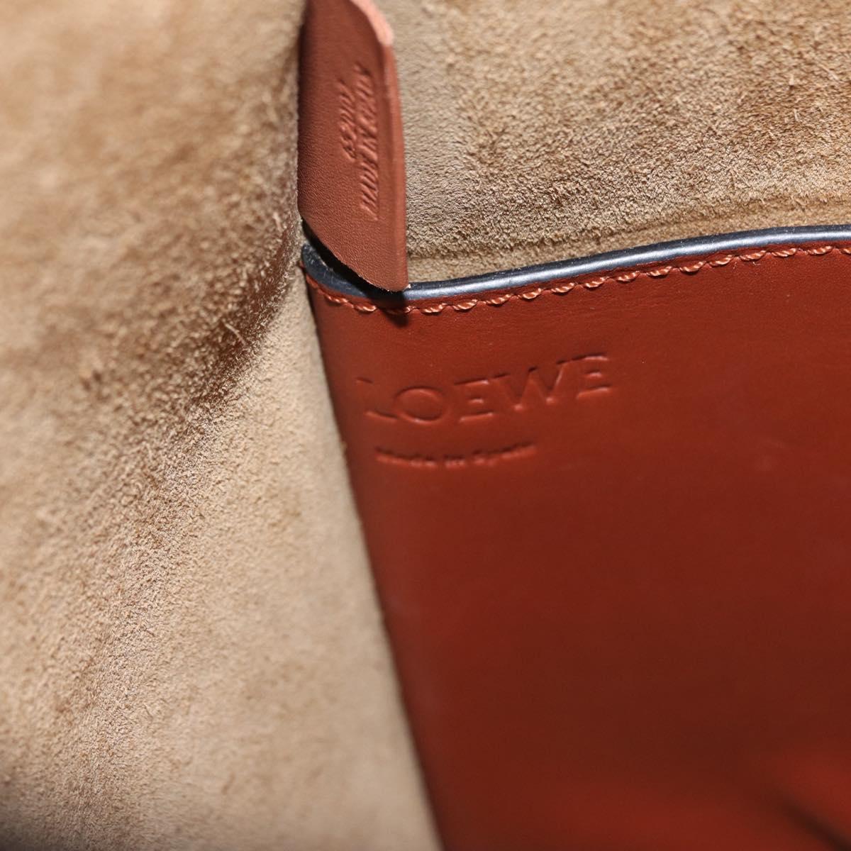 LOEWE Gate Baguette Shoulder Bag Leather 2way Brown Gold Auth ka6603V