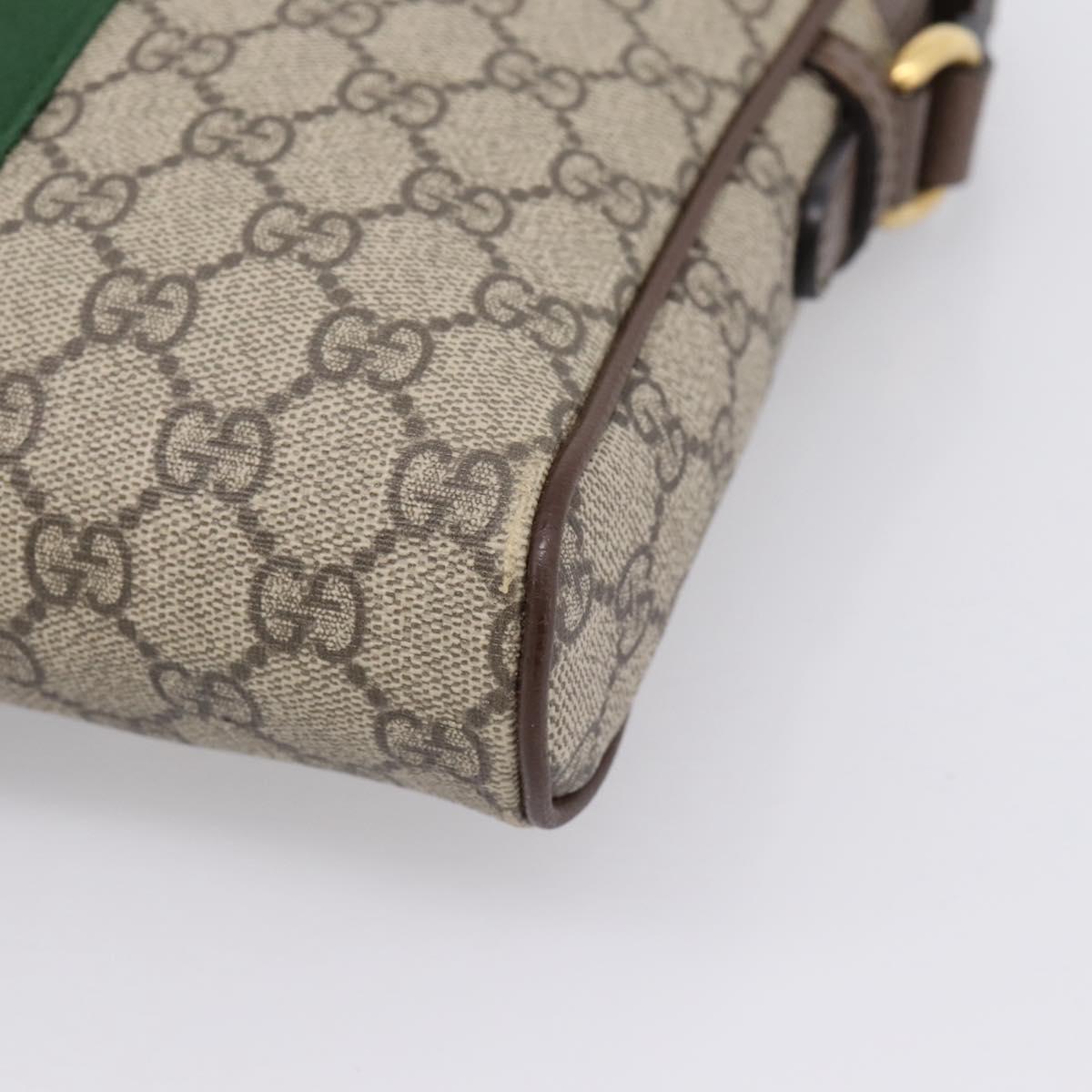 GUCCI GG Supreme Web Sherry Line Shoulder Bag PVC Beige Gold 547926 Auth ka6613V