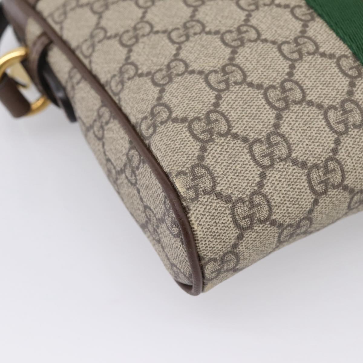 GUCCI GG Supreme Web Sherry Line Shoulder Bag PVC Beige Gold 547926 Auth ka6613V