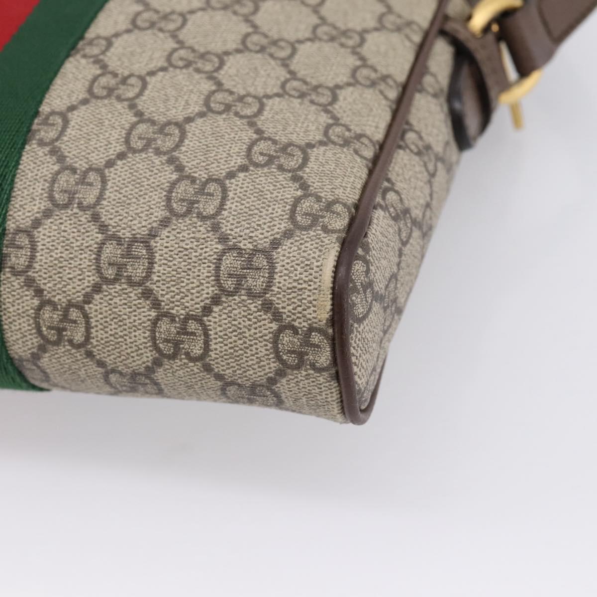 GUCCI GG Supreme Web Sherry Line Shoulder Bag PVC Beige Gold 547926 Auth ka6613V