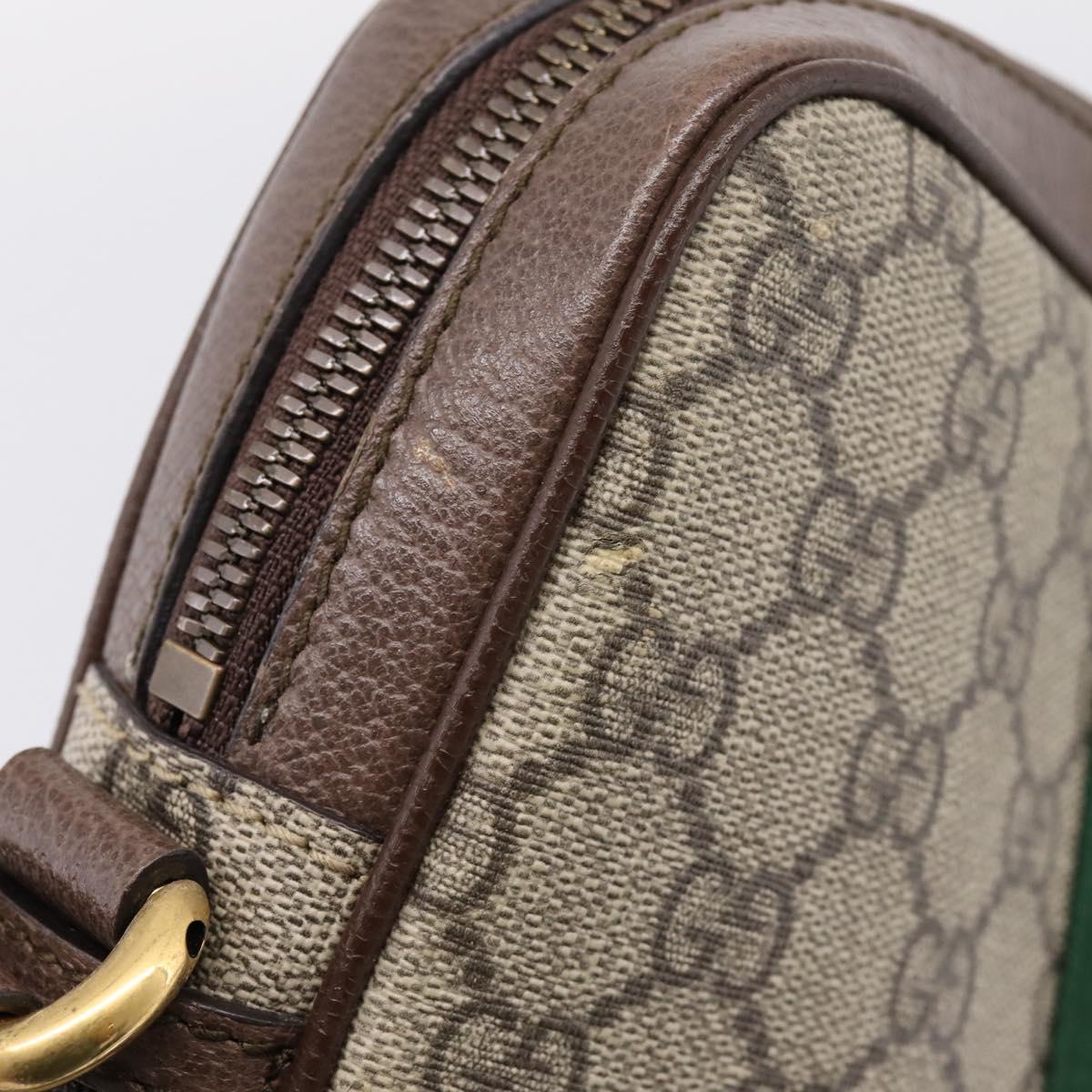 GUCCI GG Supreme Web Sherry Line Shoulder Bag PVC Beige Gold 547926 Auth ka6613V