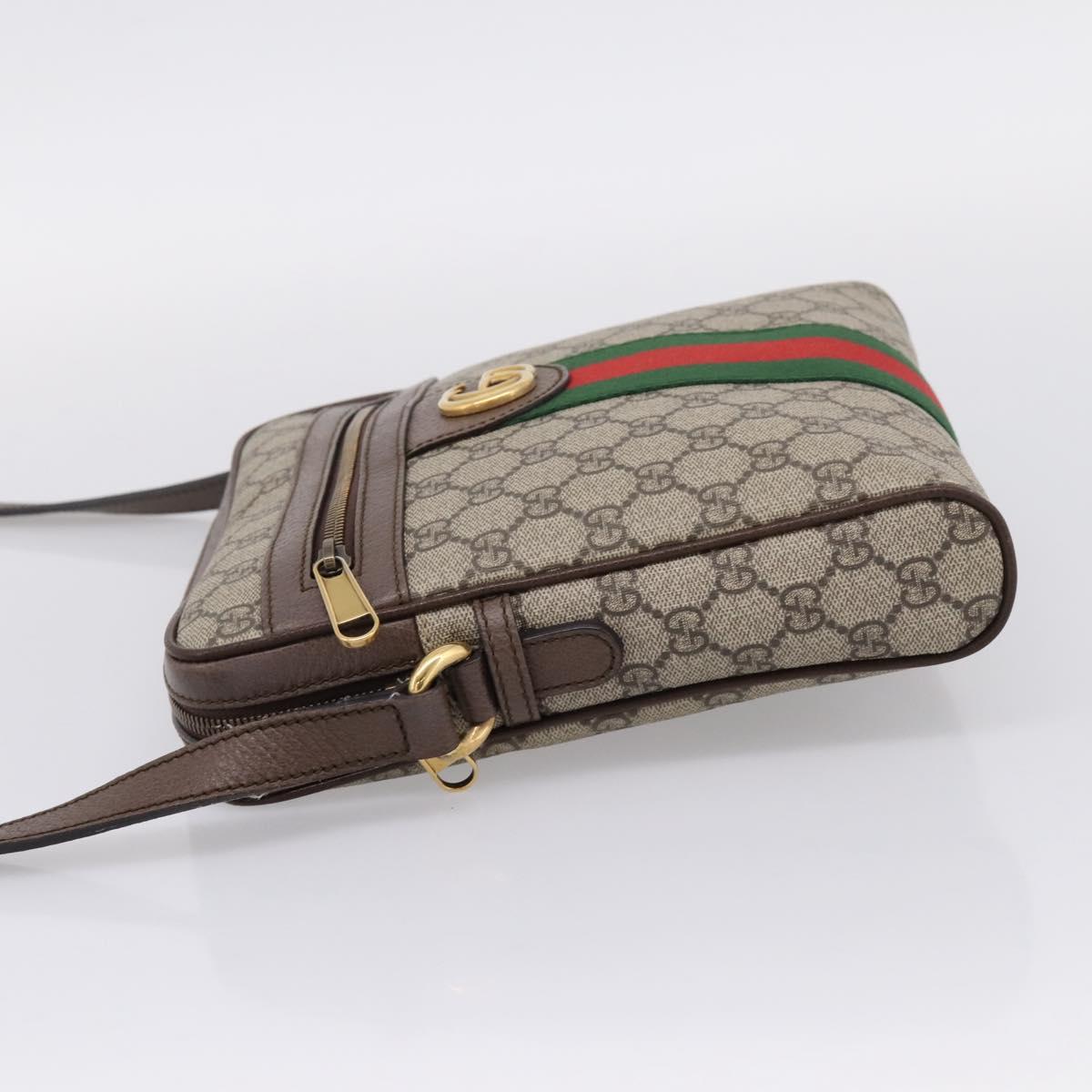 GUCCI GG Supreme Web Sherry Line Shoulder Bag PVC Beige Gold 547926 Auth ka6613V