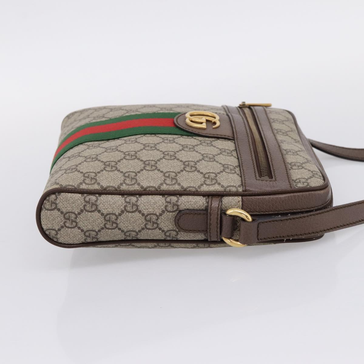 GUCCI GG Supreme Web Sherry Line Shoulder Bag PVC Beige Gold 547926 Auth ka6613V