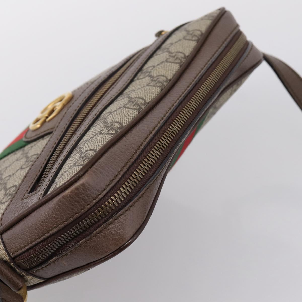 GUCCI GG Supreme Web Sherry Line Shoulder Bag PVC Beige Gold 547926 Auth ka6613V