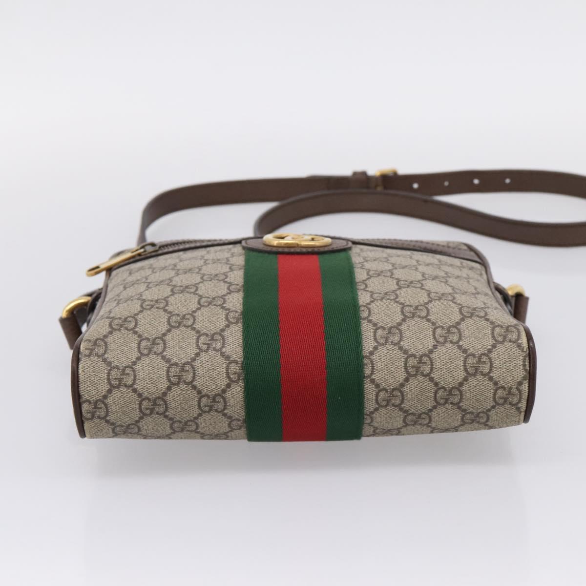 GUCCI GG Supreme Web Sherry Line Shoulder Bag PVC Beige Gold 547926 Auth ka6613V