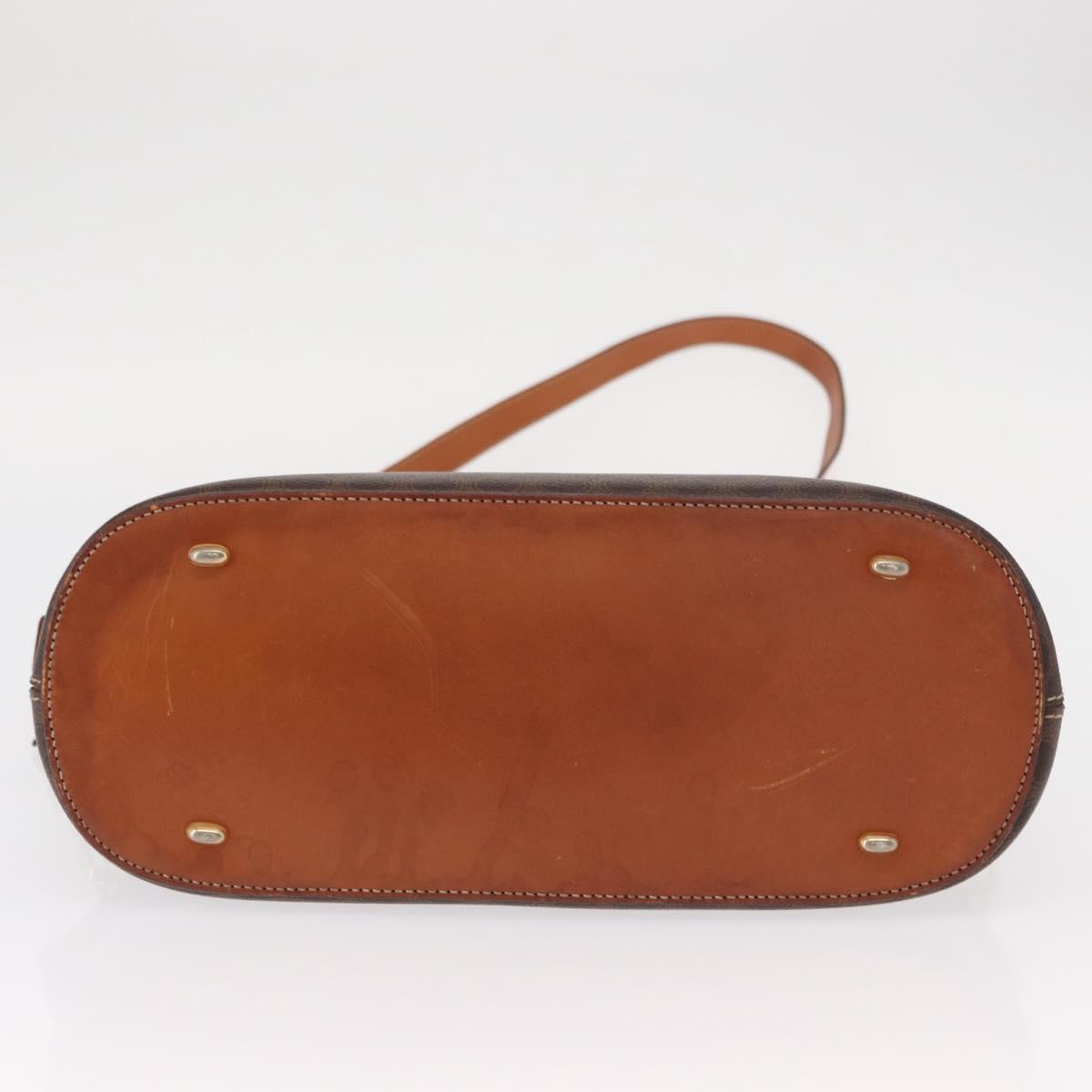 CELINE Macadam Canvas Hand Bag PVC Leather 2way Brown Gold Auth ka662