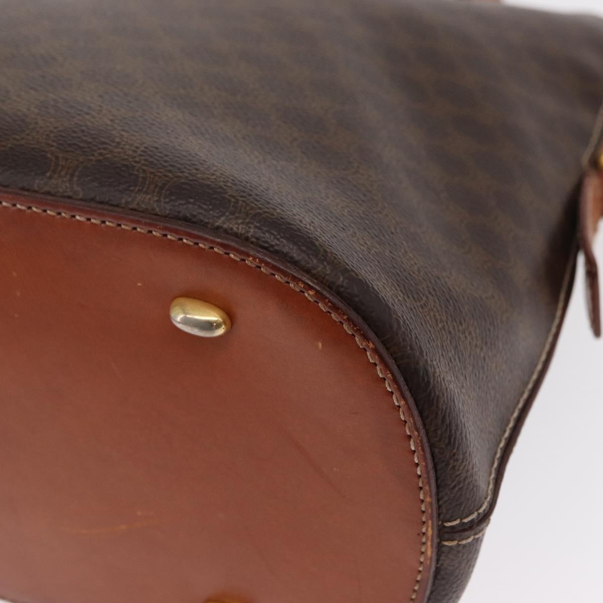 CELINE Macadam Canvas Hand Bag PVC Leather 2way Brown Gold Auth ka662