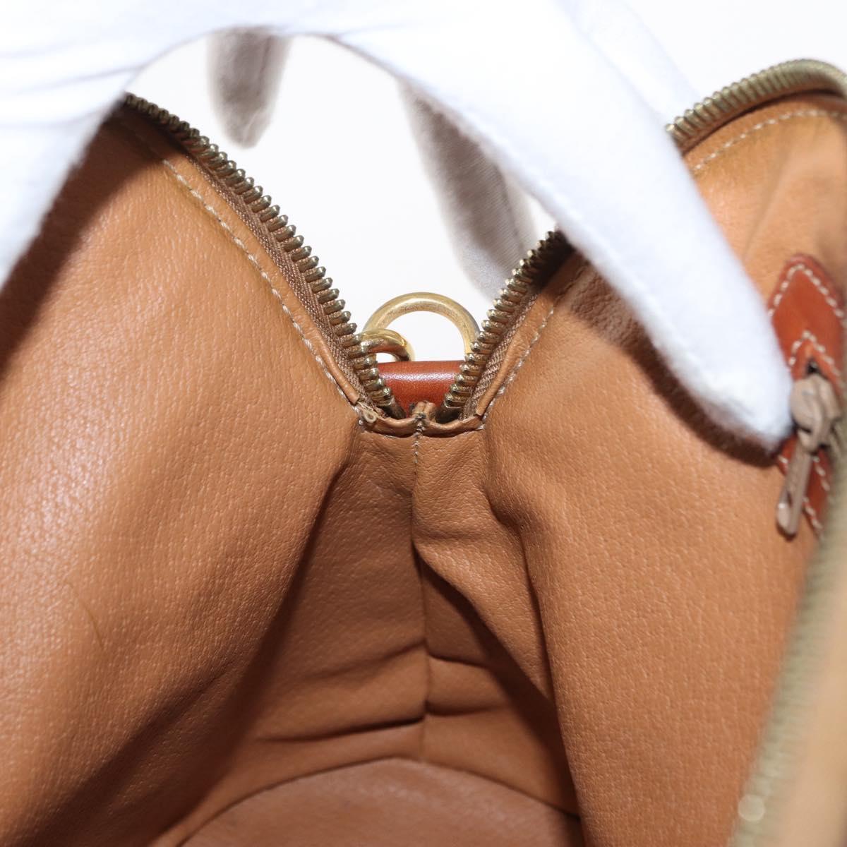 CELINE Macadam Canvas Hand Bag PVC Leather 2way Brown Gold Auth ka662