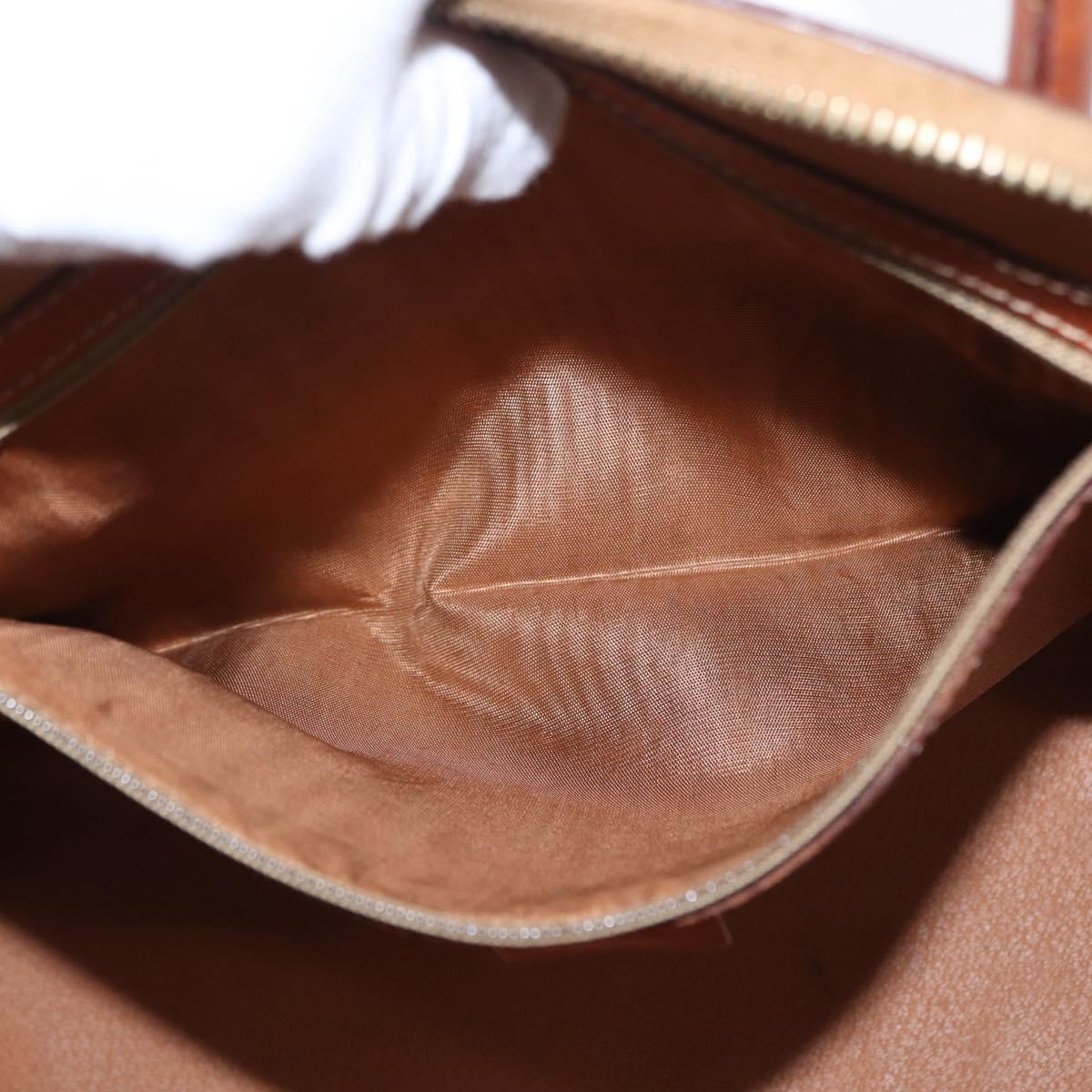 CELINE Macadam Canvas Hand Bag PVC Leather 2way Brown Gold Auth ka662