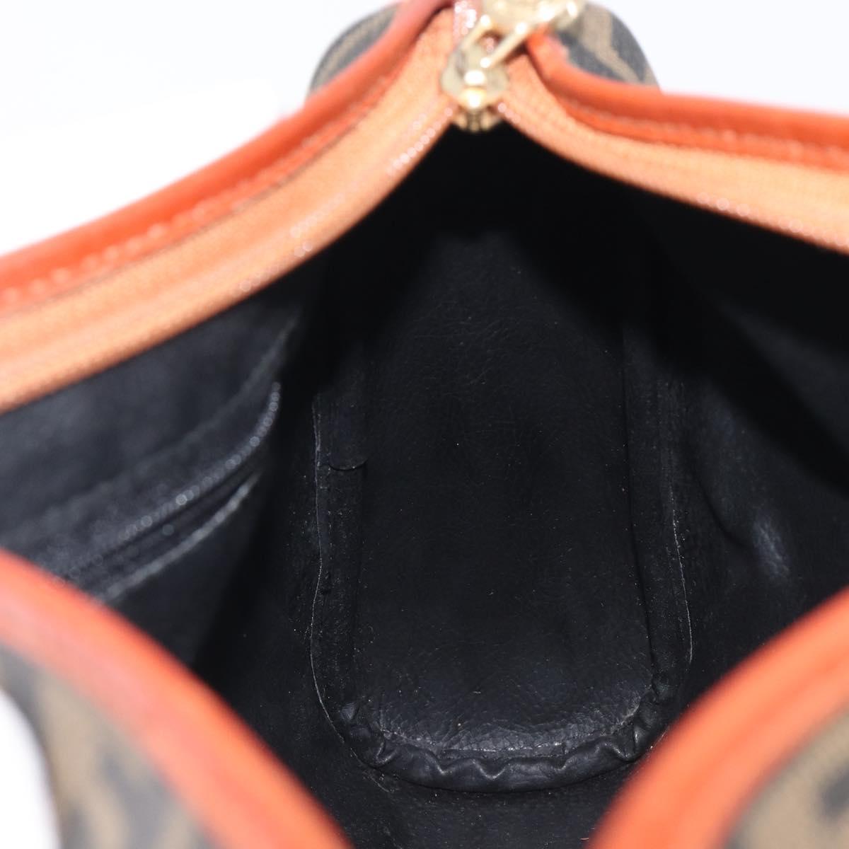 FENDI Zucca Canvas Mamma Baguette Shoulder Bag PVC Brown Black Auth ka6620
