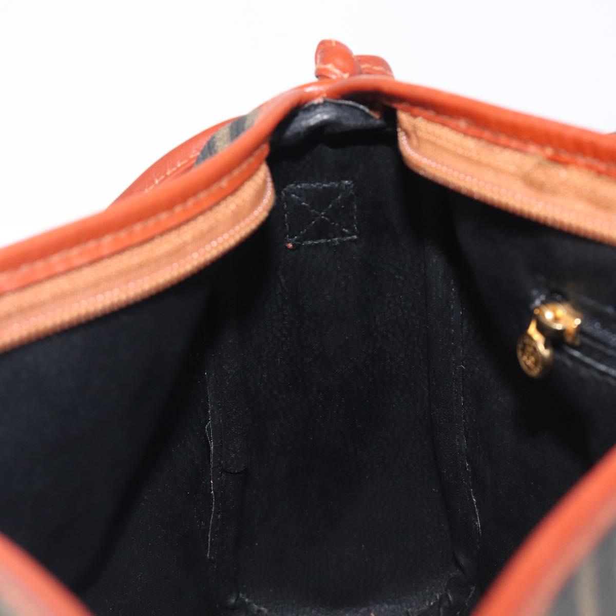 FENDI Zucca Canvas Mamma Baguette Shoulder Bag PVC Brown Black Auth ka6620