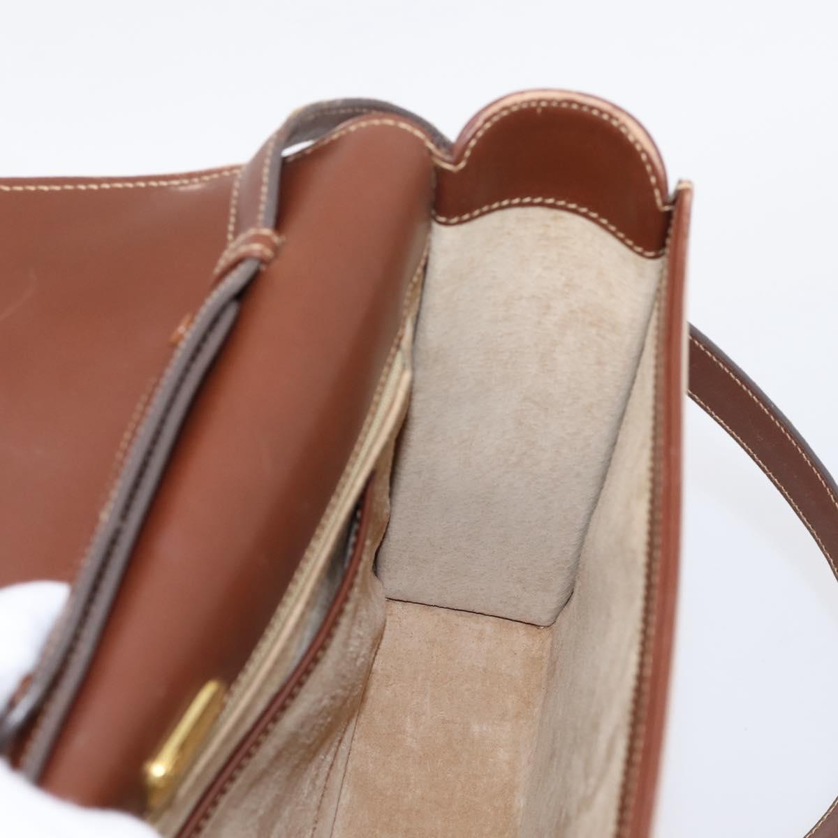 GUCCI Hand Bag Leather Beige Gold Auth ka6621