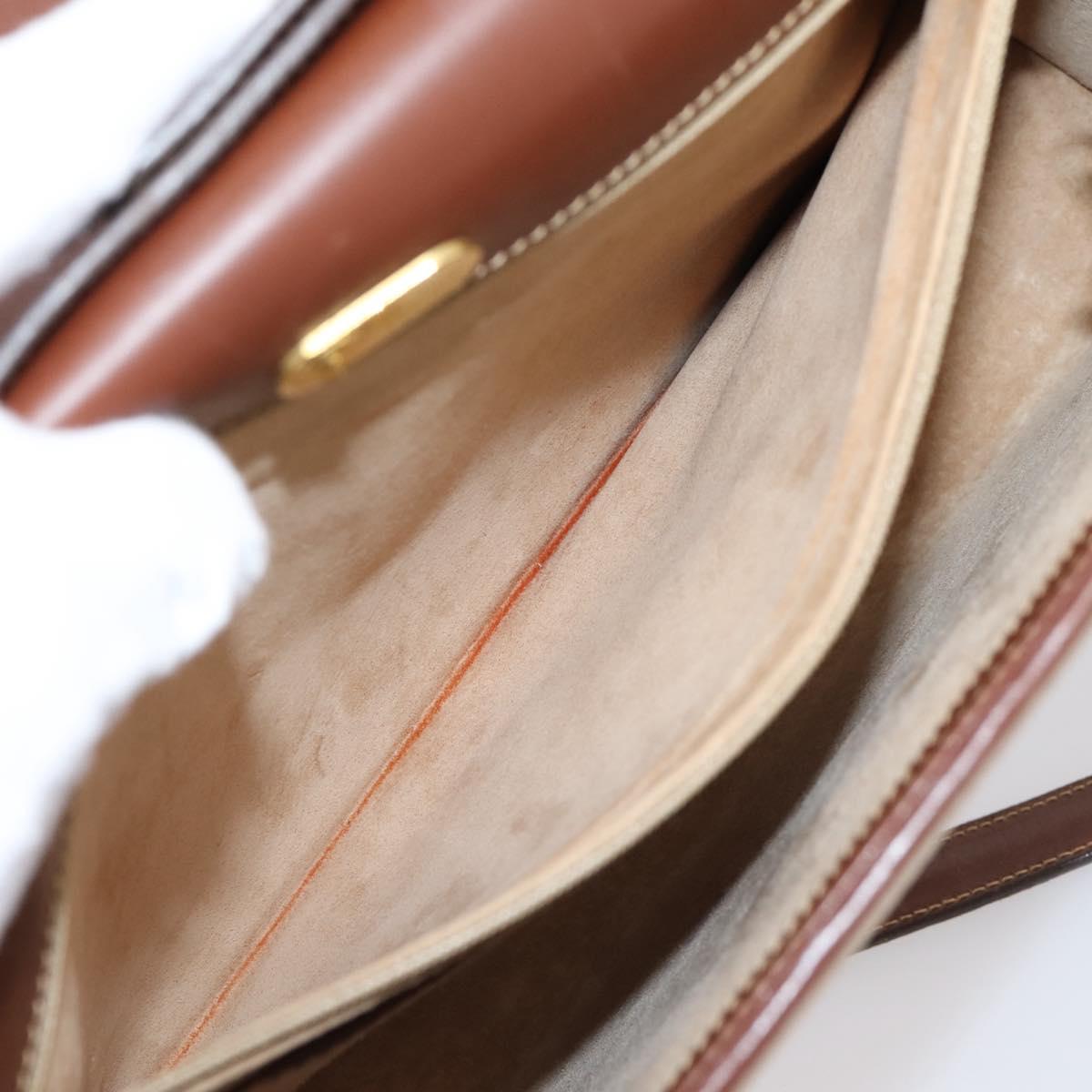 GUCCI Hand Bag Leather Beige Gold Auth ka6621