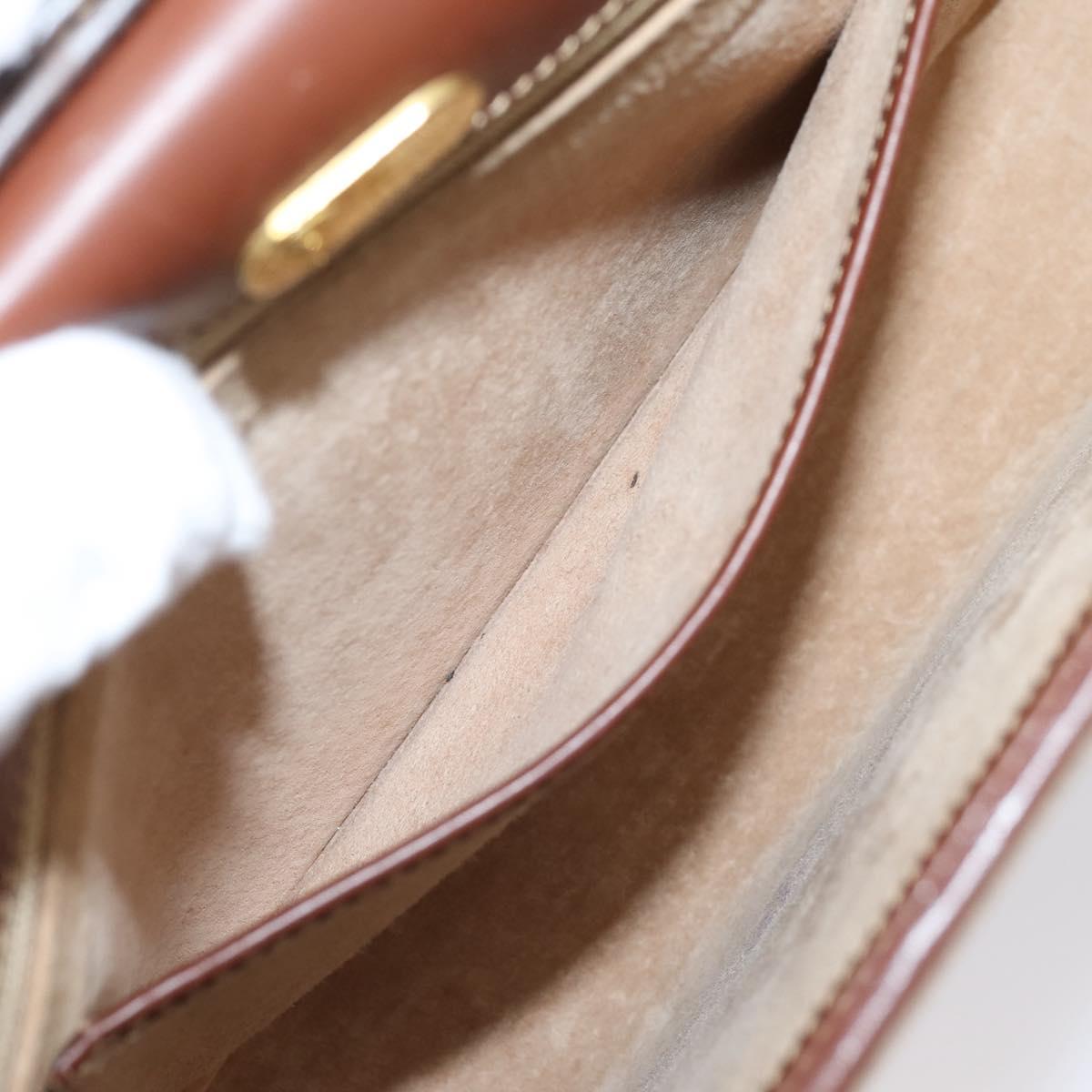 GUCCI Hand Bag Leather Beige Gold Auth ka6621