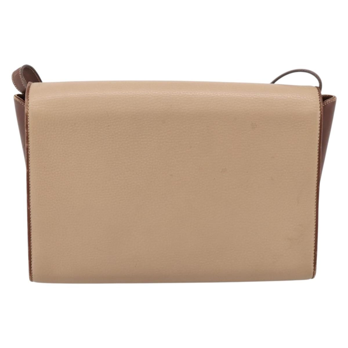 GUCCI Hand Bag Leather Beige Gold Auth ka6621