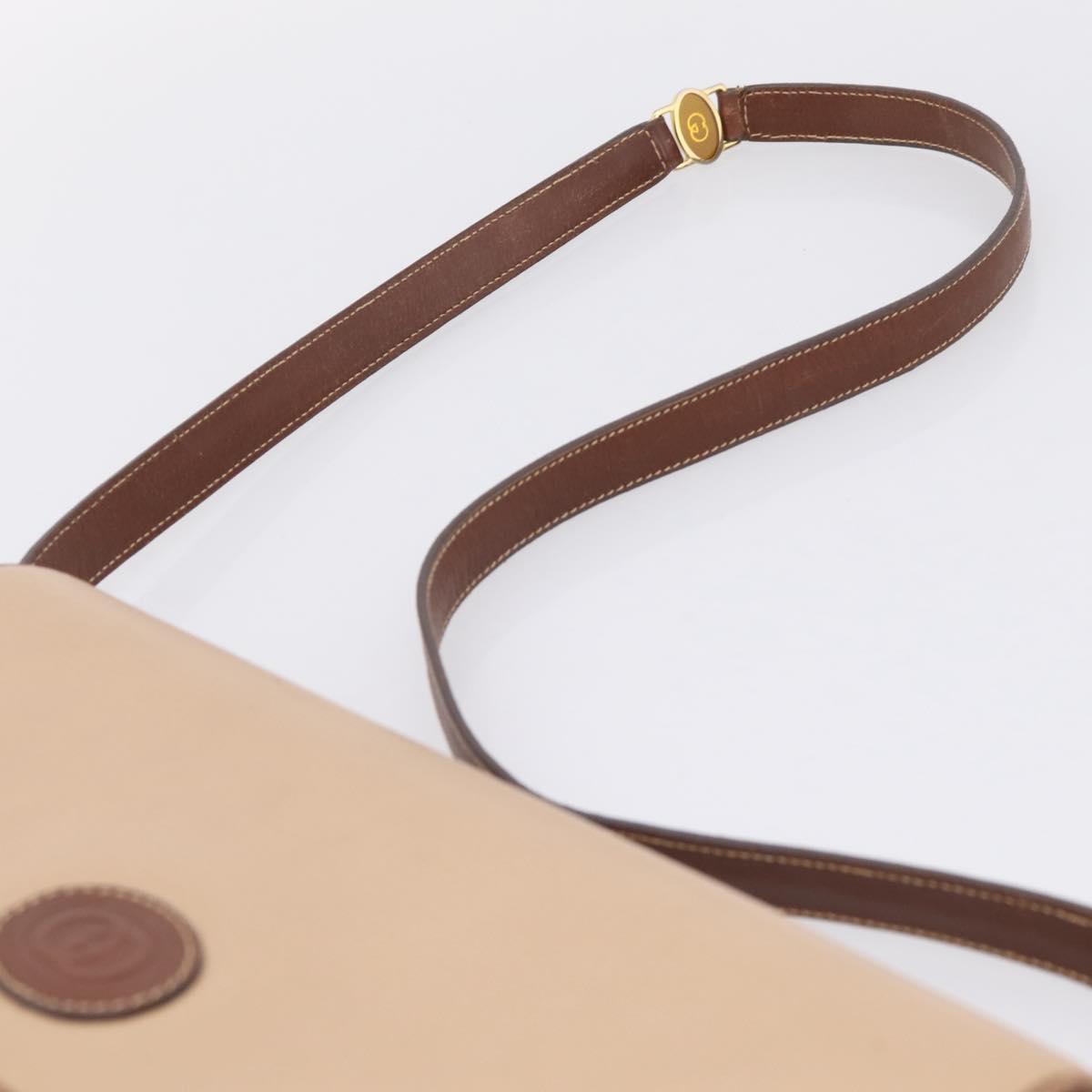 GUCCI Hand Bag Leather Beige Gold Auth ka6621