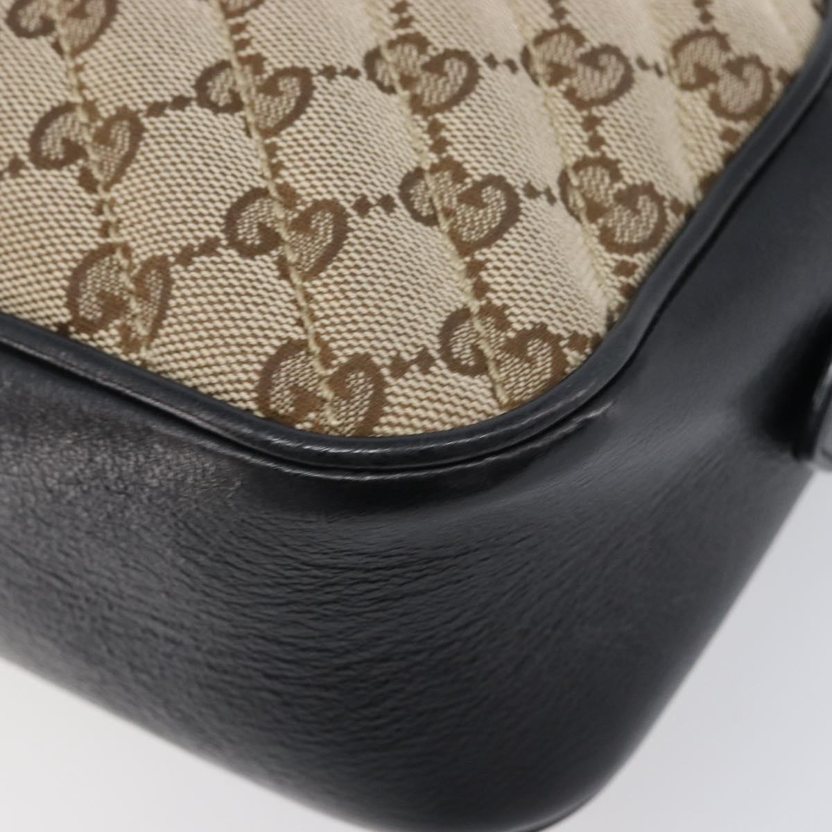 GUCCI GG Canvas GG Marmont Chain Shoulder Bag Black Gold 447632 Auth ka6623V