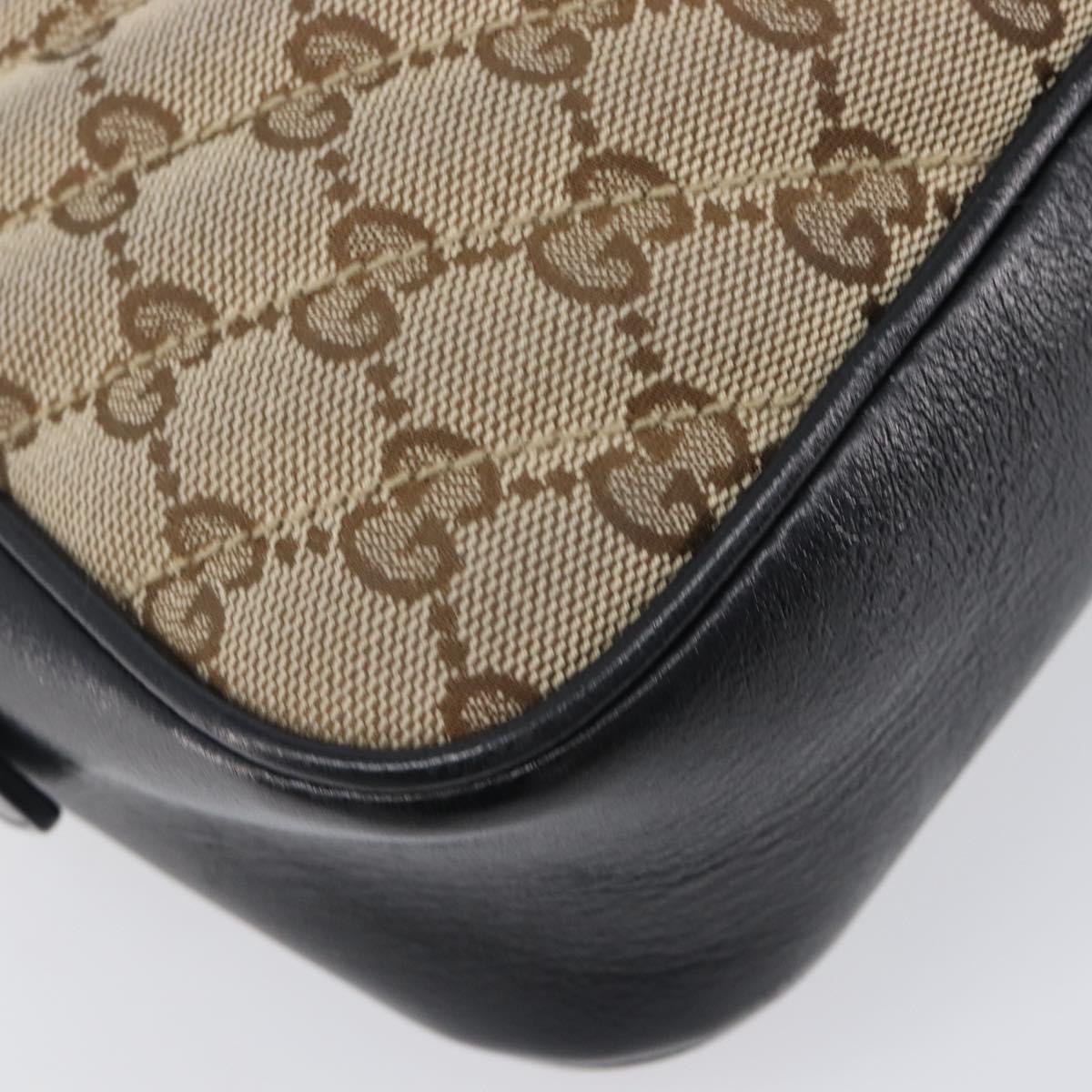GUCCI GG Canvas GG Marmont Chain Shoulder Bag Black Gold 447632 Auth ka6623V