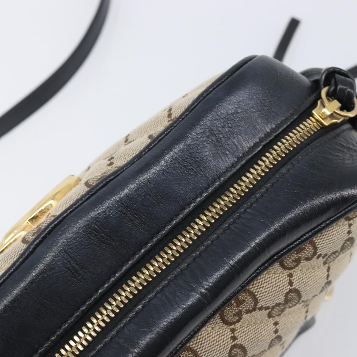 GUCCI GG Canvas GG Marmont Chain Shoulder Bag Black Gold 447632 Auth ka6623V