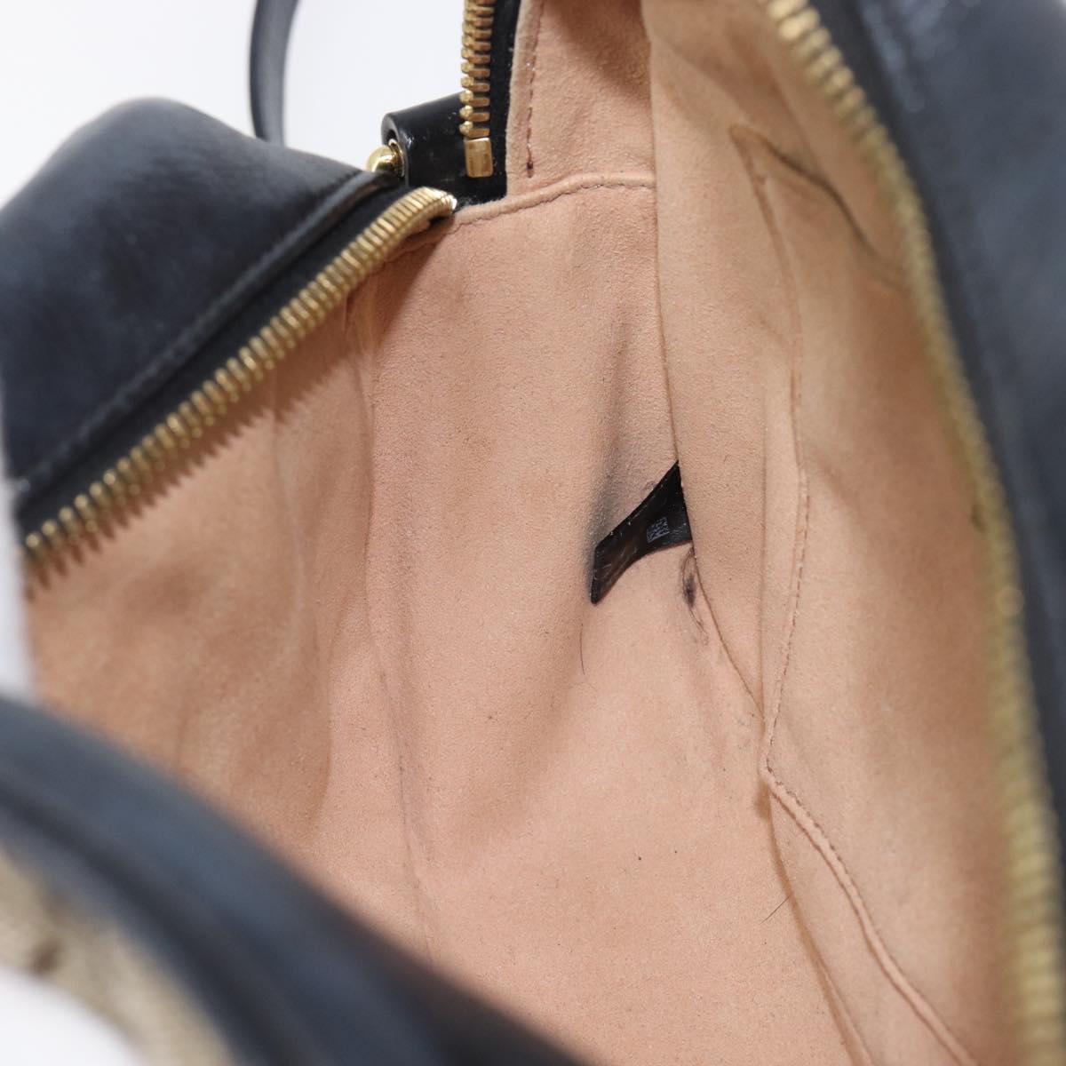 GUCCI GG Canvas GG Marmont Chain Shoulder Bag Black Gold 447632 Auth ka6623V