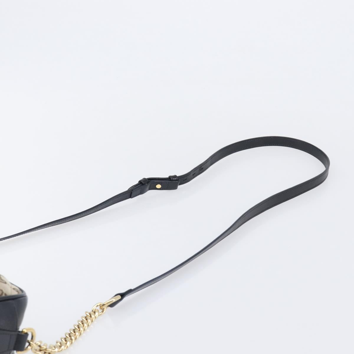 GUCCI GG Canvas GG Marmont Chain Shoulder Bag Black Gold 447632 Auth ka6623V