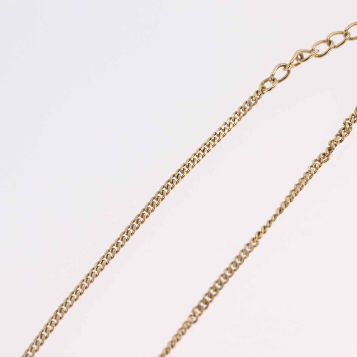 Christian Dior Rhinestone Necklace metal Gold Tone Auth ka6626